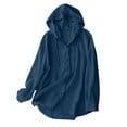 thumbnail image 2 of Kilaqueen Drawstring Hoodies for Women Swim Cover Up UPF 50+ Sun Protection Long Sleeve Hoodie Button Down Jacket Lightweight Beach Swimwear Coverups, 2 of 7