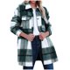 thumbnail image 2 of Puntoco Abrigo de mujer Moda Mujer Manga larga Frente abierto Prendas de abrigo sueltas Blusa con estampado de cuadros Abrigos Tops Blusa con bolsillos con botones Liquidación de Navidad Puntoco Puntoco-1170, 2 of 9