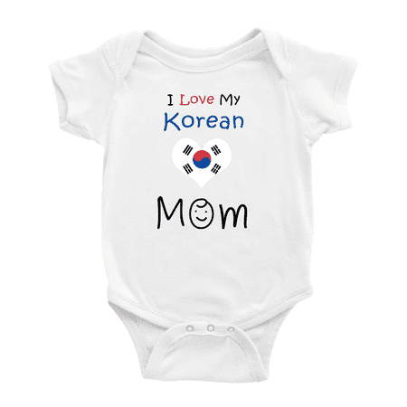 

I Love My Korean Mom Baby Bodysuit Newborn Clothes Outfits (White 6-12 Months)