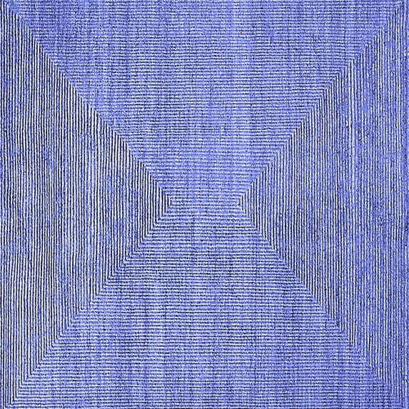 Ahgly Company Machine Washable Indoor Square Oriental Blue Industrial Area Rugs, 7' Square