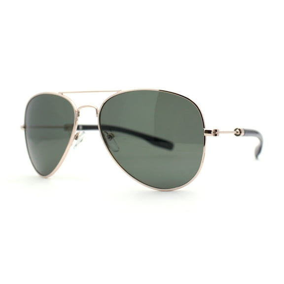 Classic Tear Drop Shape Luxury Aviator Metal Rim Sunglasses Gold Black - Green