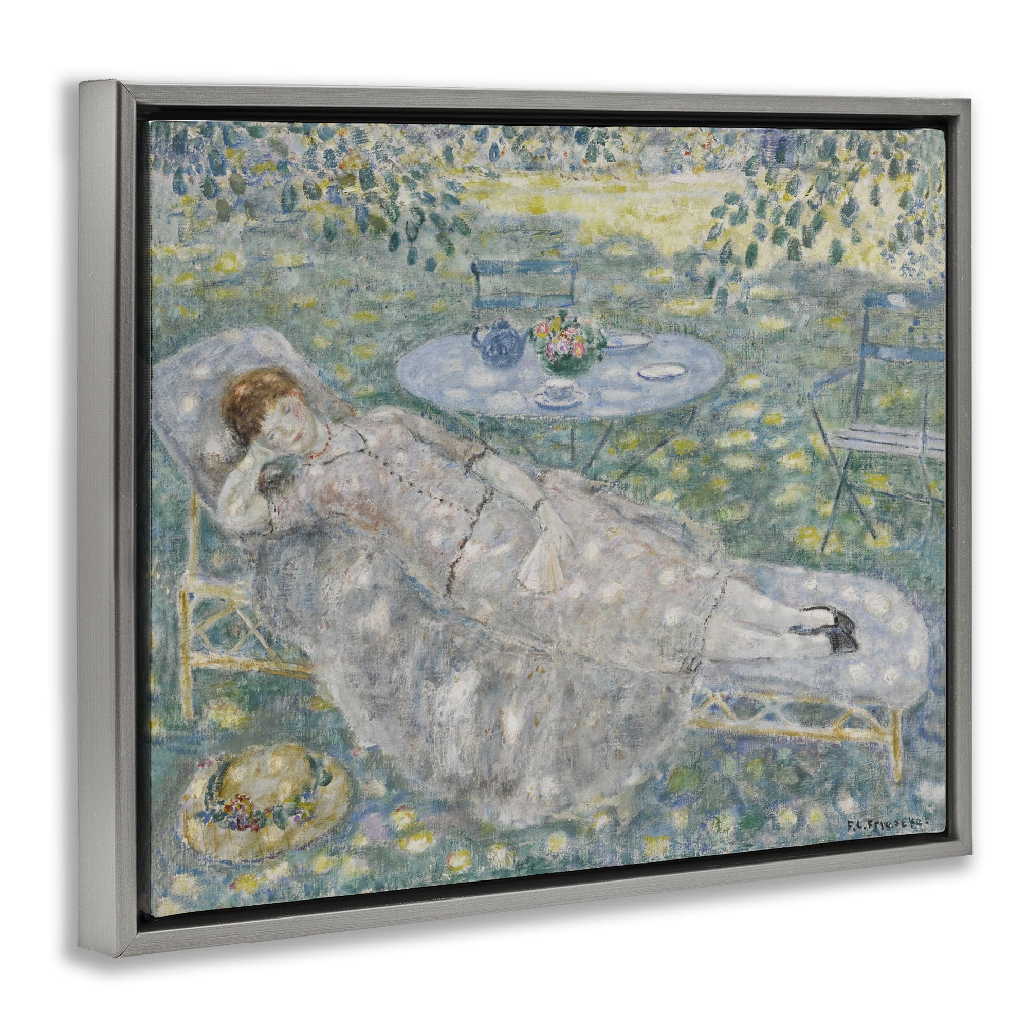 Stupell Industries Classical Frieseke Portrait Landscape & Nature Painting Gray Floater Framed Canvas Art Print Wall Art, 31 x 25