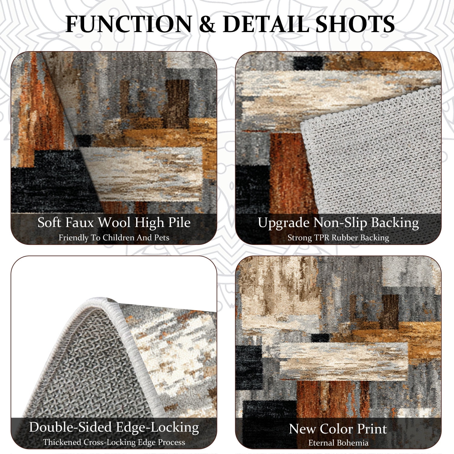 Three-Piece Kitchen Rug Set, Abstract Pattern Kitchen Hallway Rug, Soft And Comfortable, Suitable for Sinks, Floors, Entrances, Hallways, Bathrooms