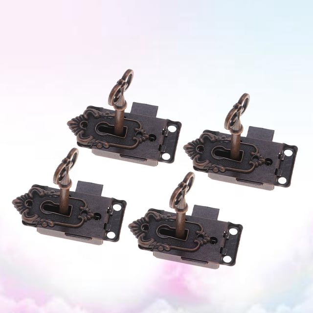 FUTUREORYY 4Set Small Latch Lock Rectangular Metal Latch for Furniture and Wooden Boxes