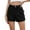 Black, variant on Women's Stretch Denim Casual Shorts - Button Flap Pockets & Elastic Waistband, Faded Solid Color Retro Jean Shorts for Daily Wear,Army Green L