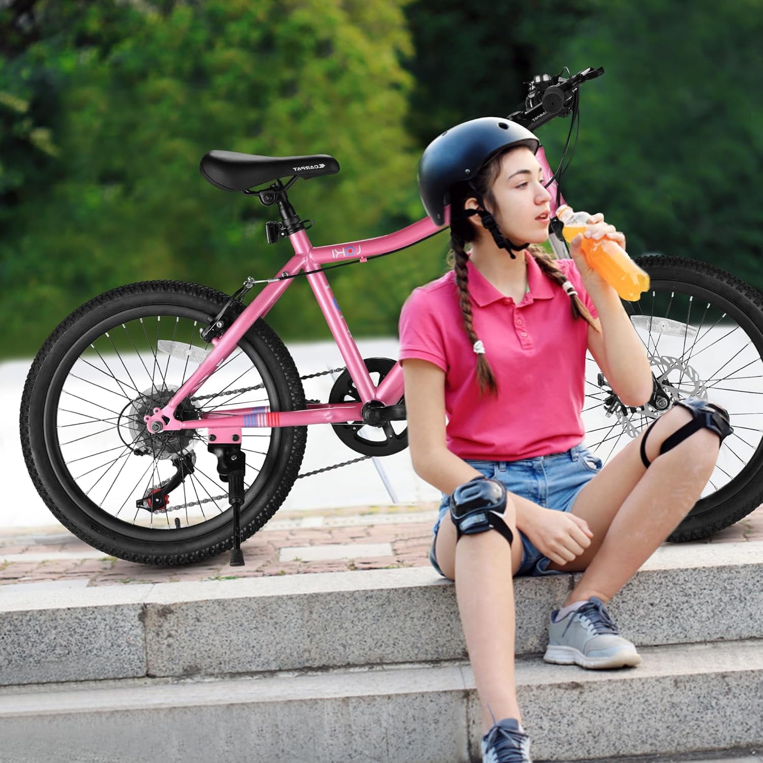 20 inch Mountain Bike For Boys Girls, 7 Speed Kids' MTB Summer Travel Birthday Gifts Children Bicycles