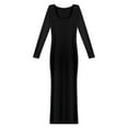 thumbnail image 4 of IDALL Maxi Dresses,Casual Dresses Women's Square Neck Long Sleeve Maxi Dress Soft Ribbed Bodycon Dresses For Women Long Sleeve Dress,Long Dresses,Bodycon Dresses Black Dress L, 4 of 7