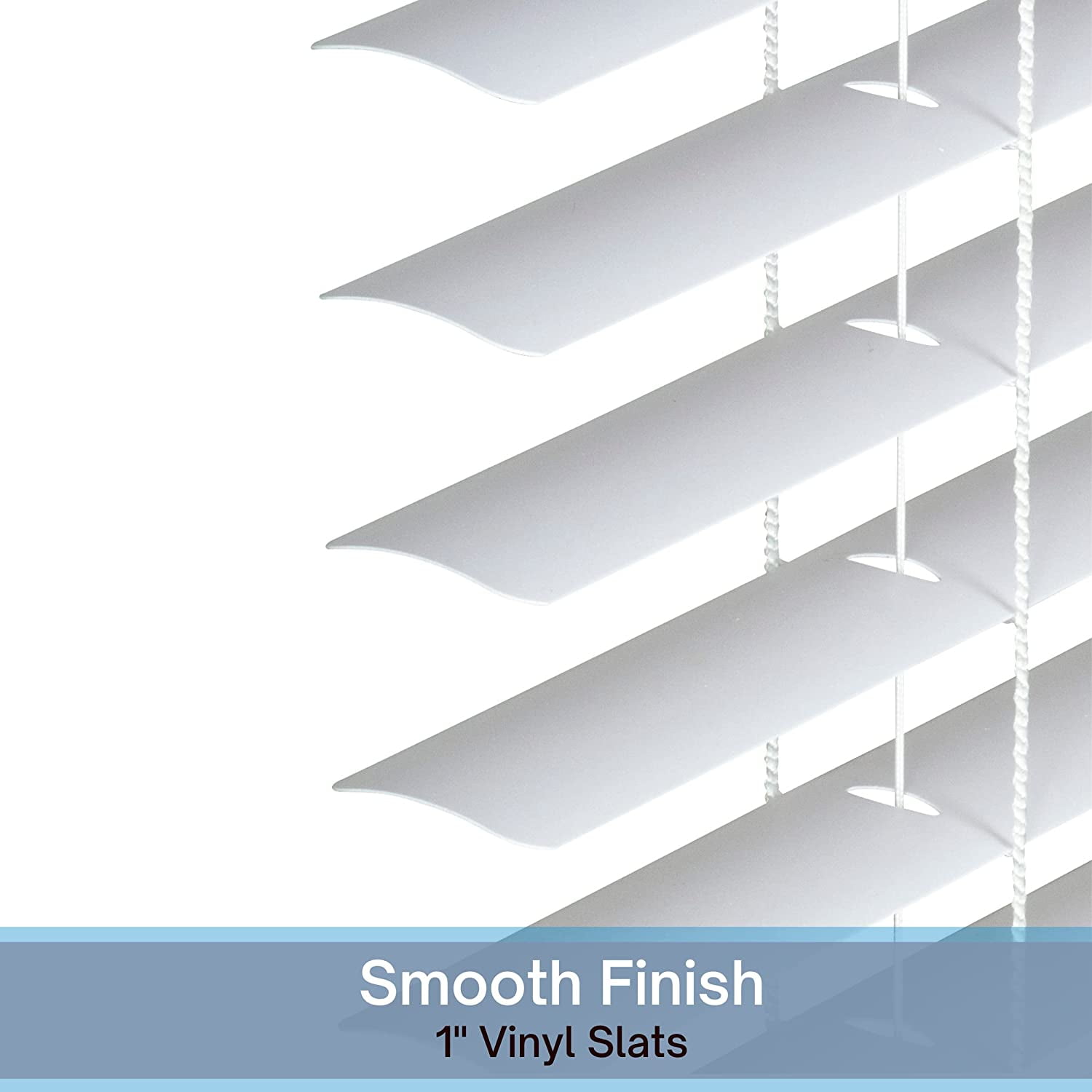 LOTUS & WINDOWARE Cordless Mini Blind, 1" Vinyl Slats, 59" Wide x 60" Long - White, Window Blinds for Home and Office, Interior Door Blinds - Light Filtering