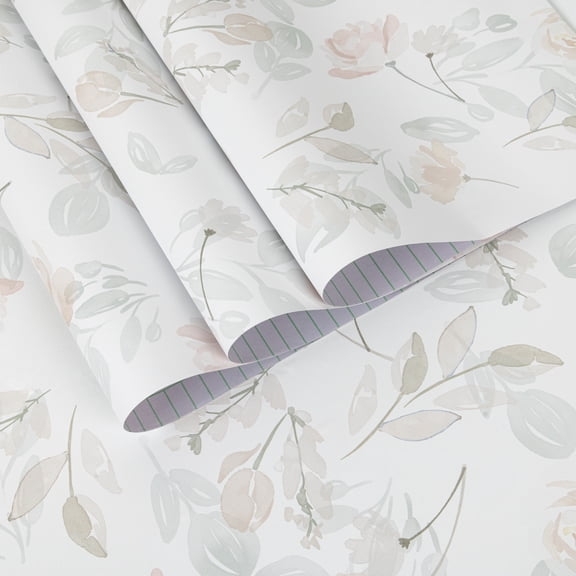 UMIGGEE White Floral Peel and Stick 17.3-in x 118-in Floral Self Adhesive Wallpaper Removable Wall Paper Wall Covering Wallpaper For Home Decoration