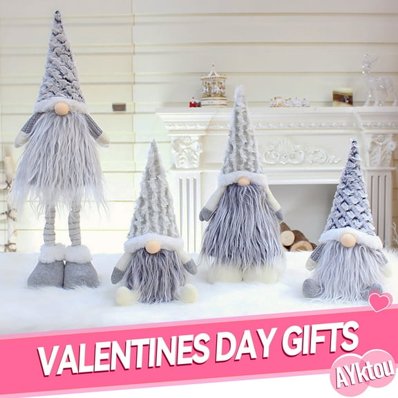 AYktou Valentine's Day Gnome,Gnome Stuffed Plush with Retractable Spring Legs Knitted Hat Valentines Day Decorations Gnome Gifts Holidays Home Decor