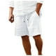 thumbnail image 1 of Pantalones cortos de playa a rayas con múltiples bolsillos para hombre - Mezcla de algodón y poliéster, cintura con cordón, bañador informal de verano, 1 of 6
