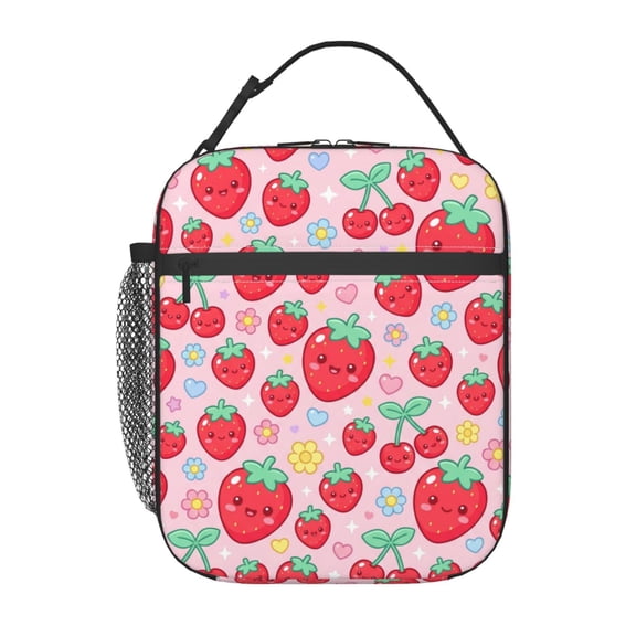 Strawberry Lunch Bag Lunch Box For Women Men, Insulated Lunch Bags Water-Resistant Cute Cooler Lunch Tote Bag, Reusable Large Capacity For Work Travel Picnic