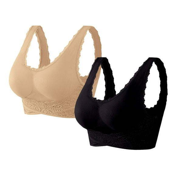 iHPH7 2pcs Push Up Bra, Bras for Women Pack, Wireless Bras for Women, Comfortable Bras for Women, Full Coverage Bras for Women, A L