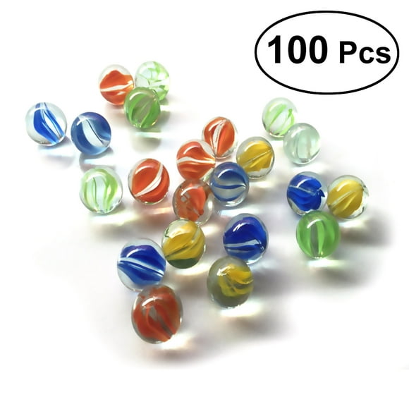 Ensemble de 100 Perles en Verre Yeux de Chat 16 mm & Billes Perles en Verre Colorées à Motifs pour Enfants