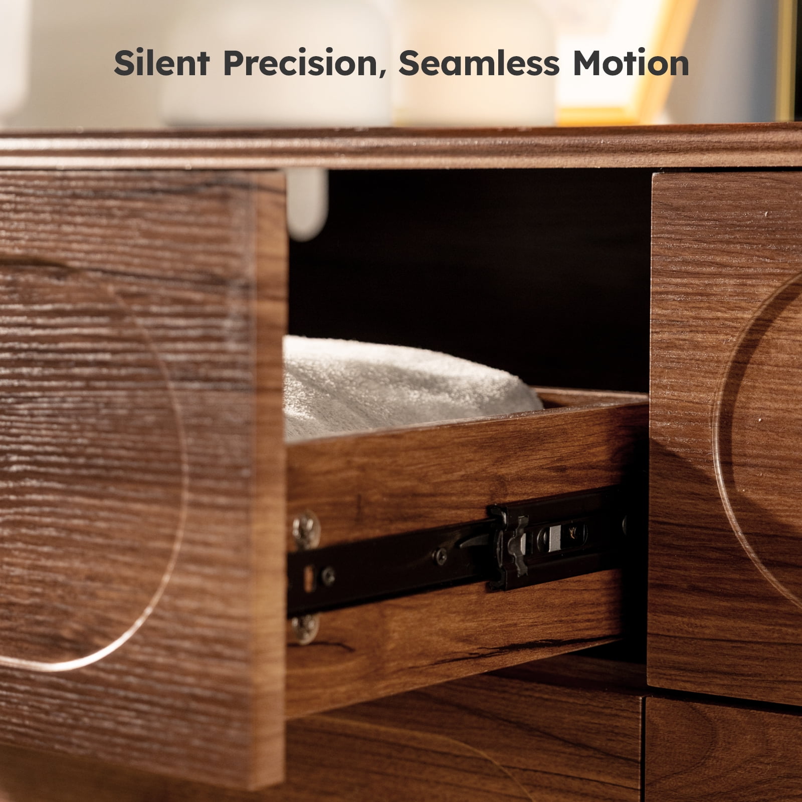 BERRY NEST 6 Drawer Dresser for Bedroom, 47" Wide Mid-Century Chest of Drawers with Solid Wood Legs, Dark Walnut Wood Dresser with 6 Storage Drawers for Bedroom, Living Room, TV Stand