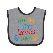 Inktastic My Big Bro Loves Me Little Brother Sister Boys or Girls Baby Bib