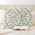 thumbnail image 3 of Baroque Sage Green Outdoor Waterproof Pillow Covers, Vintage Damask Classic Floral Decorative Square Throw Pillowcase Sofa Cushion Sham for Patio/Couch/Chair, 20"x20" 2 Pack, 3 of 8