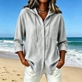 thumbnail image 2 of Akmaiox Sun Shirt Cardigan Women 7 8 Sleeve Button Down Hoodies Portable Lightweight Jacket Hooded with Drawstring Summer Vacation Beach S‑2XL, 2 of 7