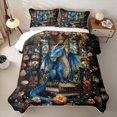 thumbnail image 2 of Feelyou Floral Blue Dragon Twin Quilt Set for Boys Girls, Garden Book Wildlife Twin Coverlet Set, Blue Orange, 2pcs, 2 of 7