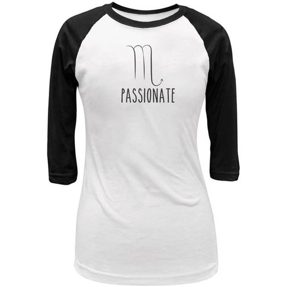 Scorpio Passionate Juniors 3/4 Sleeve Raglan T Shirt White-Black SM