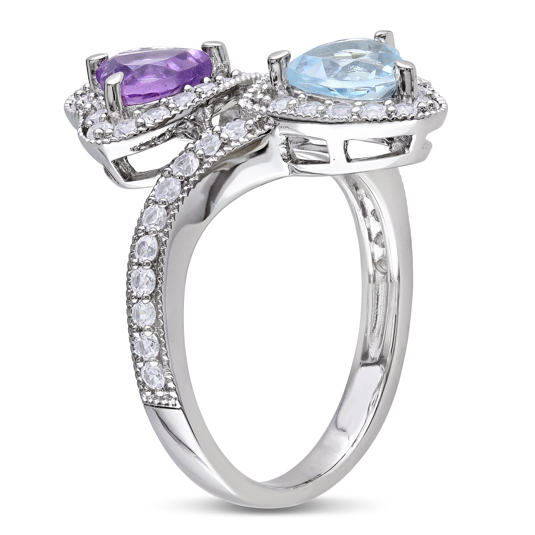 Everly Women's Created Topaz and Created Sapphire Created Amethyst Sterling Silver Ring