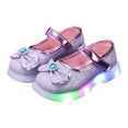 thumbnail image 3 of Quealent Light Up Toddler Little Girls Dress Ballet Mary Jane Bow Flat Shoes Purple for Size 10, 3 of 9
