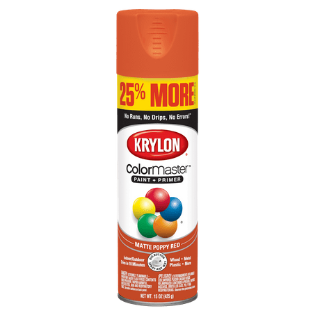 Krylon Colormaster Paint Primer Matte Poppy Red 15 Oz Krylon Colormaster Paint Primer Matte Poppy Red 15 Oz