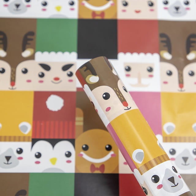 1PCs ( 70cmX50cm, 4.11 Square Feet)Single-sided Christmas Wrapping Paper, Classic Santa Claus And Other Patterns