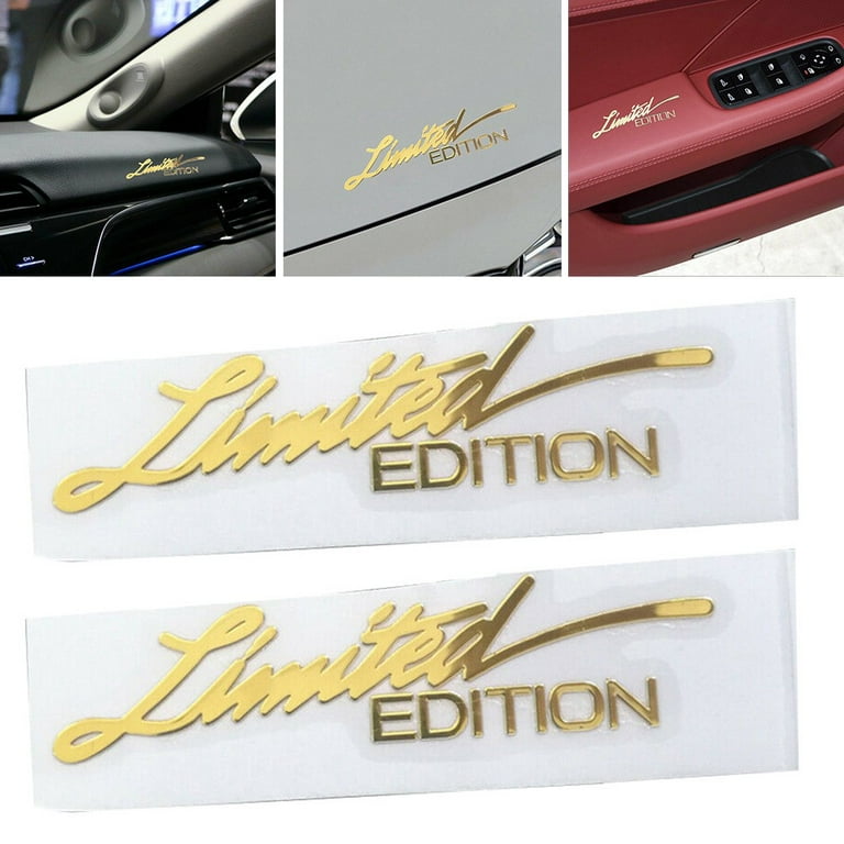 Gerich 2 Pcs 3D Gold Limited Edition Logo Emblem Badge Metal Sticker Decal  Car Accessories 