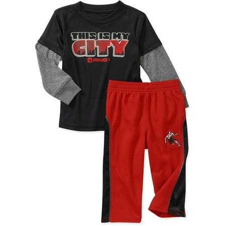 AND1 Baby Boys' 2 Piece Graphic Hangdown Tee and Pant Set