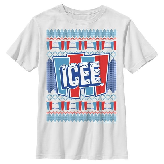 Boy's ICEE Retro Ugly Sweater  Graphic Tee White Medium