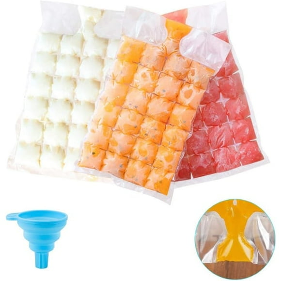 Disposable ice cube bags, ice cube bag, self-sealing ice cube bags with silicone tunnel (100 pieces, 2400 ice cubes)