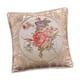 thumbnail image 3 of Cojín decorativo europeo, funda de almohada suave y lujosa con flores. Caqui, 3 of 9