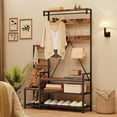 thumbnail image 4 of IDEALHOUSE Hall Tree with Bench and Shoe Storage Parent-Child Coat Rack Shoe Bench  Coat Tree Entryway Large Organizer with Shoe Rack, Storage Cubbies, Hooks, and Top Shelf, 4 of 8