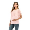 thumbnail image 5 of ZTTD Womens Maternity Irregular Soild Hem Tee Shirt Casual Short Sleeve Crew Neck Basic Nursed T Shirt Top Breastfeeding Blouse, 5 of 9