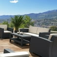 thumbnail image 2 of Pemberly Row Modern 4 Piece Outdoor Sofa Set in Dark Gray with Cushion, 2 of 6