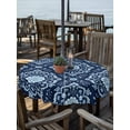 thumbnail image 3 of Outdoor Tablecloth with Umbrella Hole Zipper Navy Blue Flowers Round Tablecloth 60" Waterproof Outside Table Cloth Spring Floral Farmhouse Art Patio Table Cover Tablecloths for Picnic Party, 3 of 8
