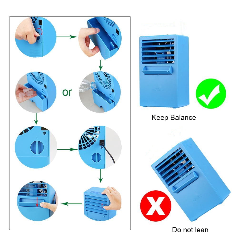 iMeshbean 3 speed Portable Table Air Conditioner Air Conditioning Fan Touch Control, Blue