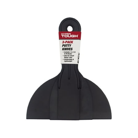 Hyper Tough Plastic Putty Knife Set, 3 Piece (1.5", 3" and 6")