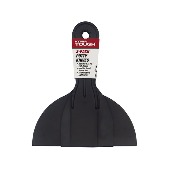 Hyper Tough Plastic Putty Knife Set, 3 Piece (1.5", 3" and 6")