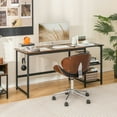 thumbnail image 5 of Demi Bonn 59" Home Office Computer Desk with Removable Storage Shelves, Small Home Office Desk Study Writing Table, Brown, 5 of 9