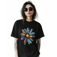 thumbnail image 2 of Colorful Daisy Flower Womens Tshirt Graphic Tees Cotton Crew Neck T-Shirts, Casual Short Sleeve Shirts for Women Teen Girl Watercolor Floral, 2 of 3