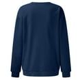 thumbnail image 4 of Ediodpoh Women's Casual Solid Color Print Round Neck Long Sleeve Twill Pullover Sweatshirts for Women Hoodless Top Navy XL, 4 of 5