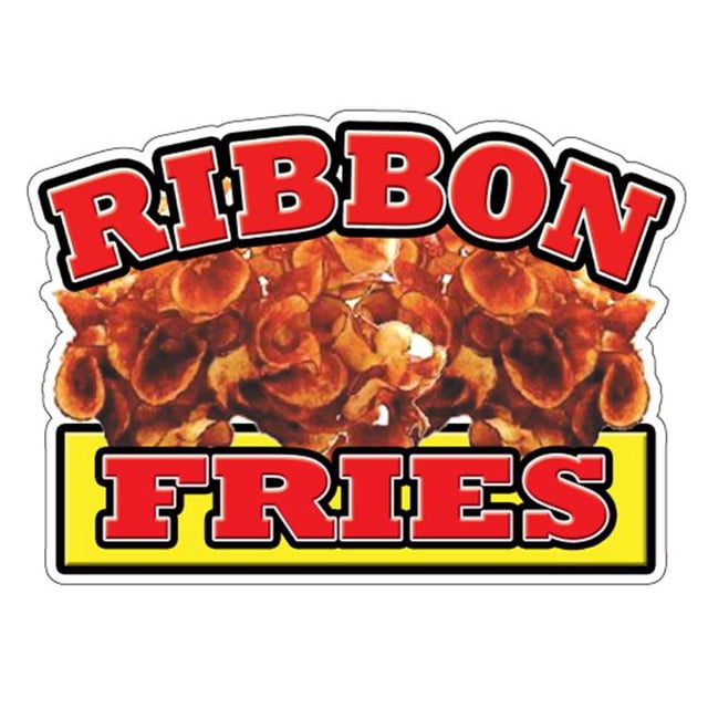 SignMission D-DC-8-Ribbon Fries Ribbon Fries Concession Decal Cart Sign - Stand French
