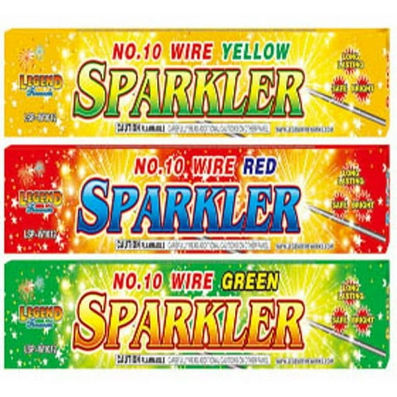 96pc #10 Assorted Colored Sparklers  12 Boxes of 8 Sparklers