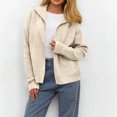 thumbnail image 6 of Women's Casual Fashion Double Zipper Lapel Knitted Cardigan Long Sleeve Sweater Jacket for Women's Casual Fashion and Apparel,Beige,L, 6 of 7