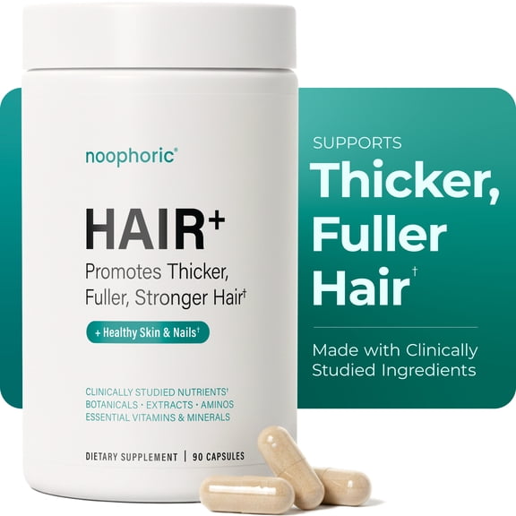 Noophoric Hair Vitamins for Women & Men - Hair Growth Supplement with Biotin, Saw Palmetto & Amino Acids, Skin & Nail Support, 90 Capsules
