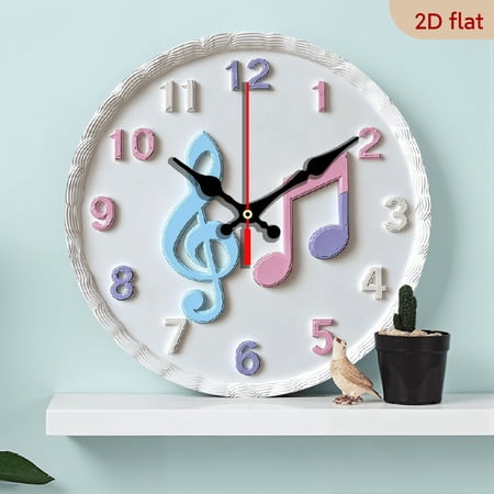 2 D Flat 1 pc 10 Inch Wooden Large Round Music Note Wall Clock with Treble Clef 7 Segment Display Silent Non 2 D Flat 1 pc 10 Inch Wooden Large Round Music Note Wall Clock with Treble Clef 7 Segment Display