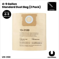 Universal Standard Dust Bag, 2-Pack, Fits 4 to 9 Gal Wet/Dry Vacuum Cleaners