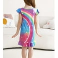 thumbnail image 6 of WIBACKER Toddler Girls Nightgowns 3-9 Years Flutter Short Sleeves Nightdress Little Kids Sleepwear Unicorn Pajamas, 6 of 11